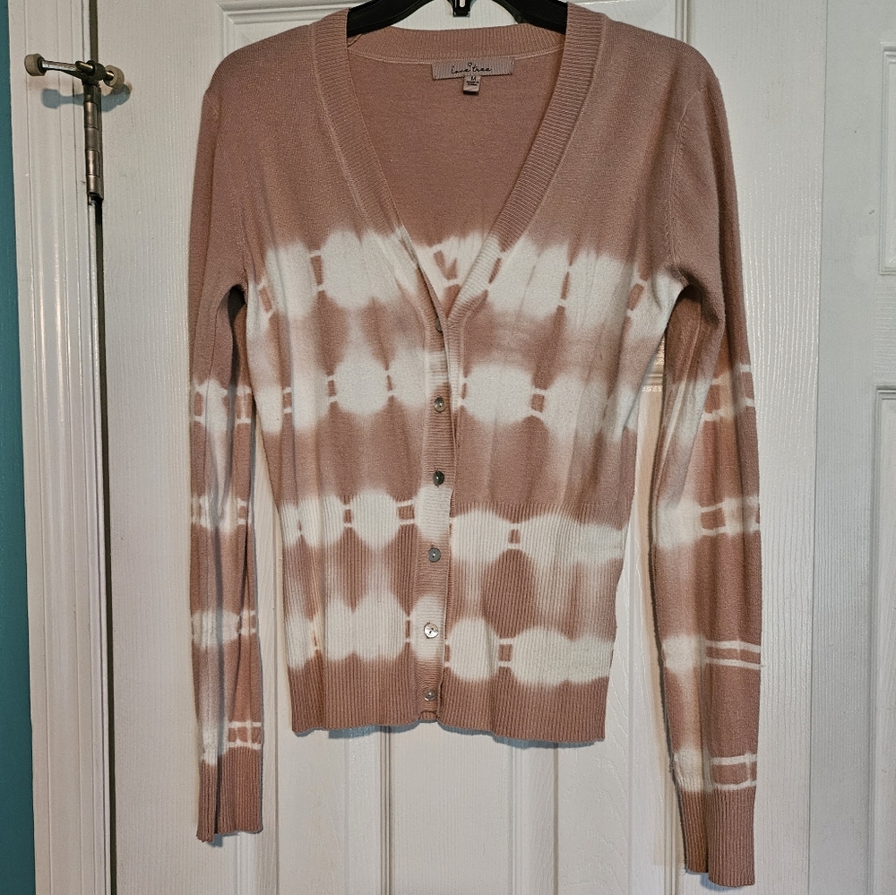 Love Tree Pink & White Cardigan Size Medium